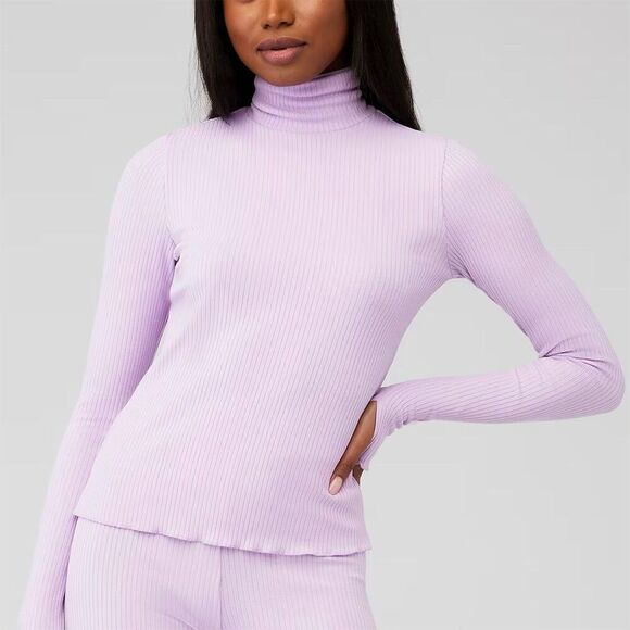 Show Me Your Mumu Women's Layer Up Top Size XS Lilac Rib Knit Turtleneck - Picture 1 of 10